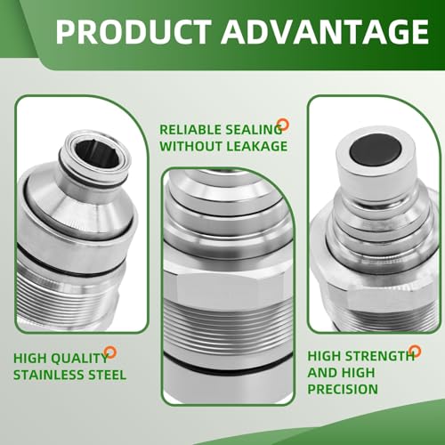 Image of 7246799 Hydraulic Male Flat Face Quick Coupler Compatible with 318E 319E 320E 323E 753 763 773 863 864 883 A220 A300 A770 S130 S150 S160 T140 T180 T190, 47396760 V1311-77140 373-6967