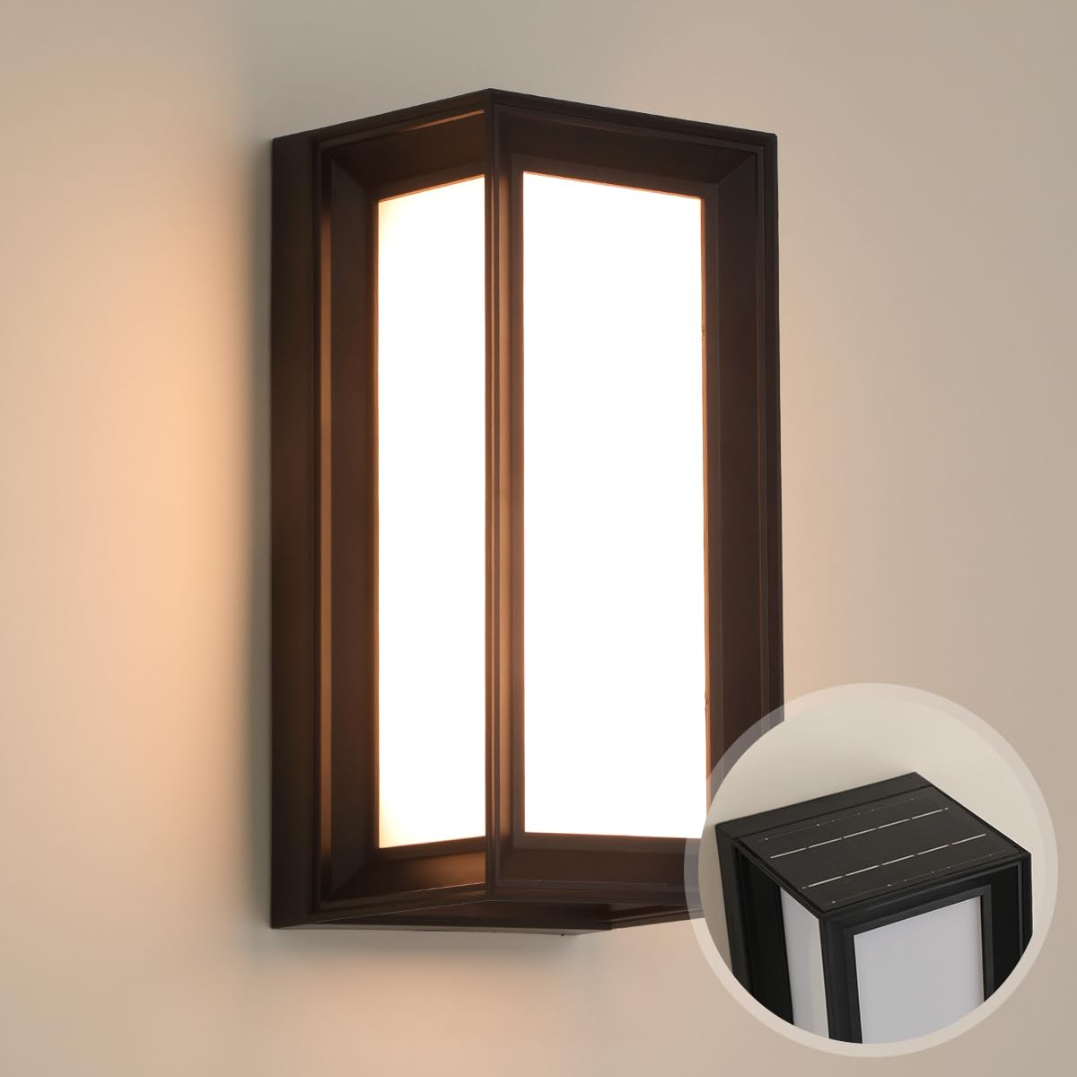 Outdoor Solar Wall Lights,Solar Outdoor Sconce with Remote,Dimmable 3000K/4000K/6500K Modern Solar Sconce Lights Outdoor Waterproof,3 Motion Sensor Modes Solar Outdoor Wall Lights for House(1 Pack)