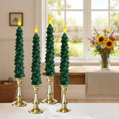 Velas cónicas LED de 10 pulgadas para ventana con mando y temporizador pack de 4