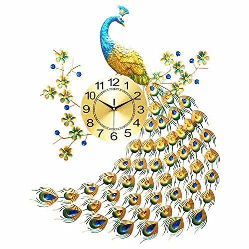 Reloj de Pared de Pavo Real Grande 29.5 pulg miniatura 3