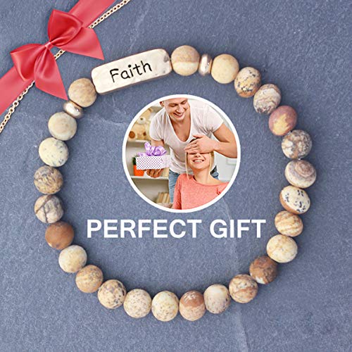 Ntlx Christian Bracelets For Women – Faith Bracelet – Natural Stone Stretch Message Bracelet thumb #3