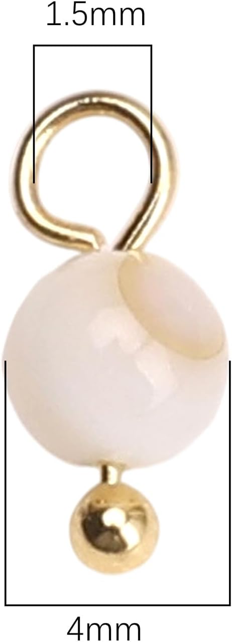 Natural Faceted Round Stone Charms 4mm 30pcs with Untarnish Metal Accessories Loose Beads for DIY Jewelry Making - Image 2