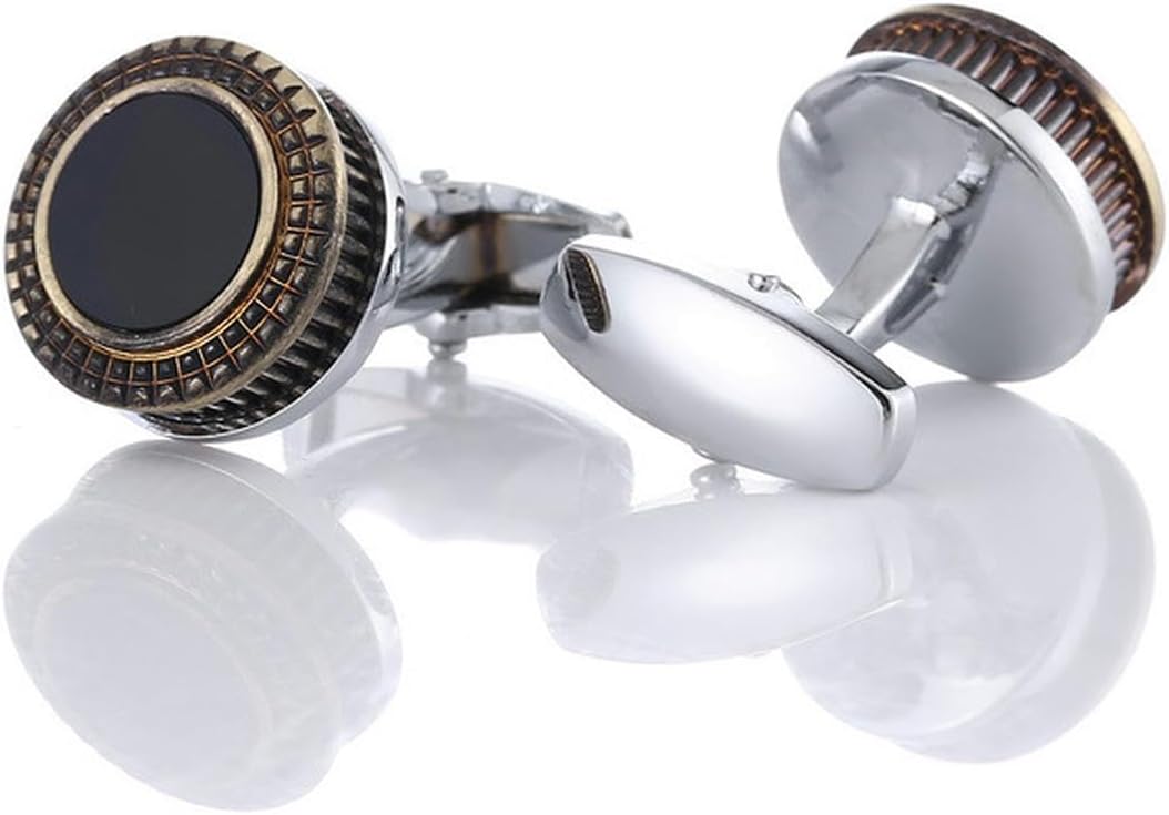 YAHOYAYAHOYA Cufflinks High-grade Men Unisex Business Banquet Daily Dress Shirts Accessories Retro Round Copper French Cuff Links Gifts
