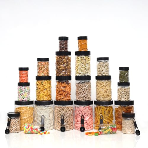 Image of Durable 24-Piece Airtight Kitchen Storage Containers - Clear Plastic Set with Free Spoons in Various Sizes (1200ml, 650ml, 350ml, 250ml) Pack Of, Clear (Pack Of 24)