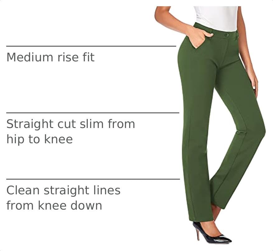 Image of Tapata Women's 28'' /30'' /32'' /34'' Stretchy Straight Dress Pants with Pockets Tall, Petite, Regular for Office Work Business