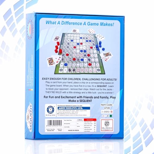 Image of Aditi Toys Make A Sequent Board Game for Adults & Family, Fun Card Strategy & Logic Challenging Foldable Board Game for Kids 7+, Educational, Party & Activity Toy Gift for Indoor Outdoor, BIS Approved