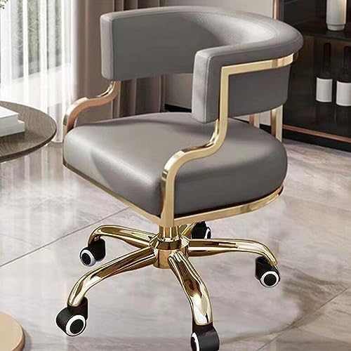 Ergonomiczne krzesło biurowe do domowego biura, krzesło biurowe ze skóry PU z podłokietnikami, nowoczesne krzesło biurowe ze środkowym oparciem i kółkami, ergonomiczna tapicerowana tokarka (/szary B)
