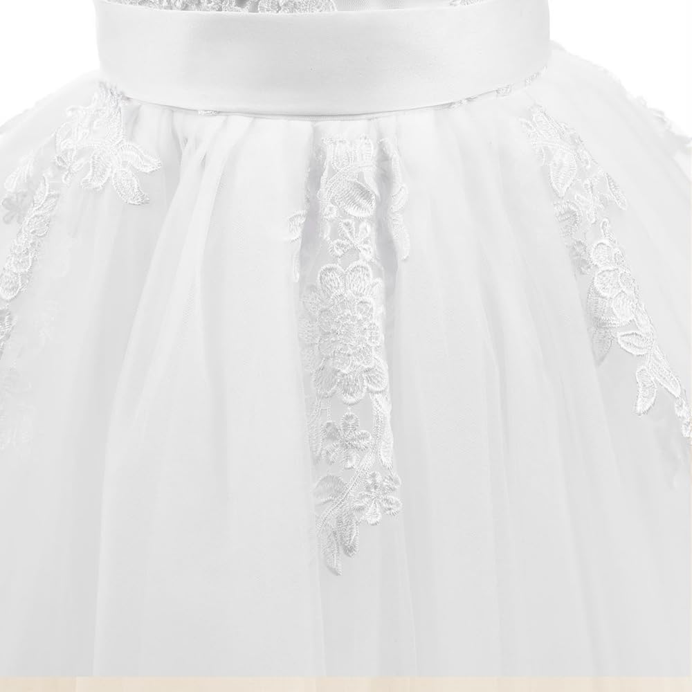 PLWEDDING Encaje V Volver Tul Vestido De Niña De Flores Junior Niñas Dama De Honor Boda V