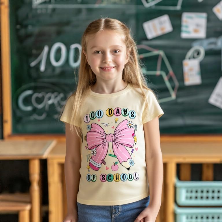 Image of 100 Days of School Shirt Girls and Kids Unicorn Heart Shirt