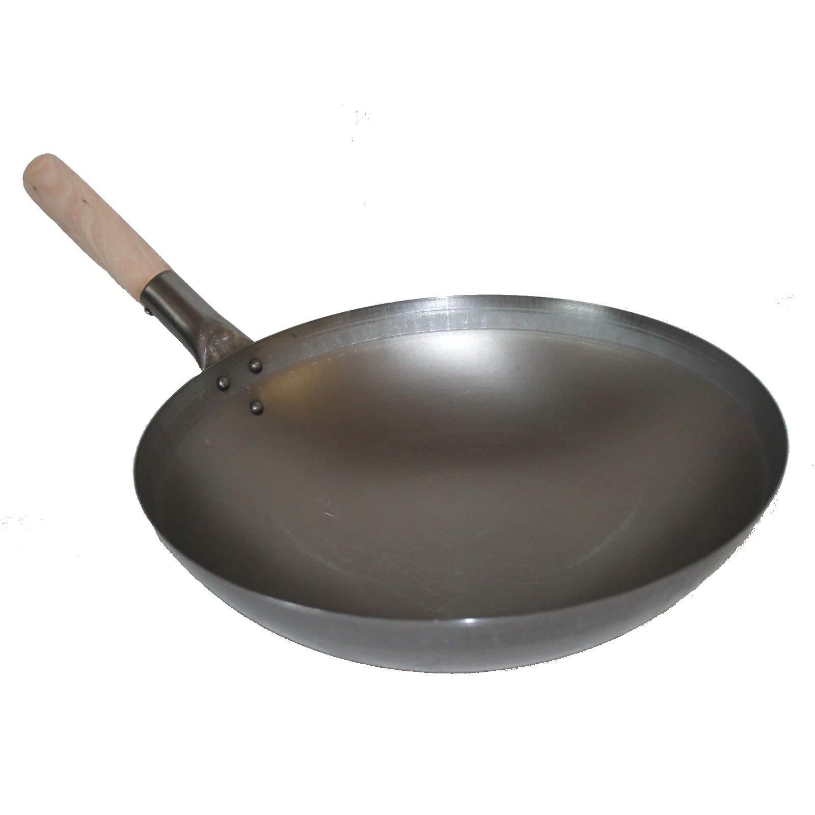Wok ca. 38 cm Ø runder Boden für Gas, Induktionsmulde, Gastronomie Wokpfanne Carbon Stahl