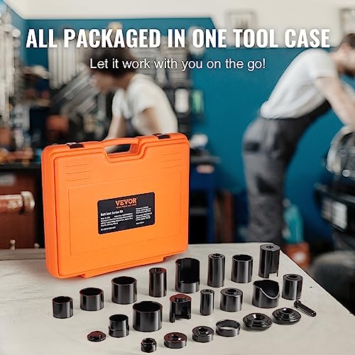 Image of VEVOR Ball Joint Press Kit, 25 pcsTool Kit, C-Press Ball Joint Remove and Install Tools, for Most 2WD and 4WD Cars, Heavy Duty Ball Joint Repair Kit for Automotive Repairing