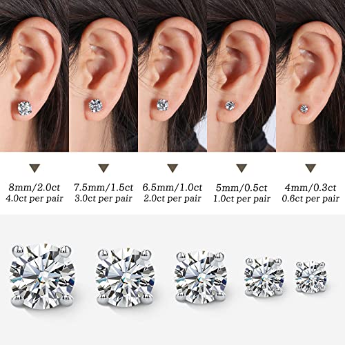 Ladylike Moissanite Stud Earrings 925 Sterling Silver Earring 0.6ct-4ct D Color VVS1 Brilliant Round Cut Lab Created Moissanite Earrings for Women Men3