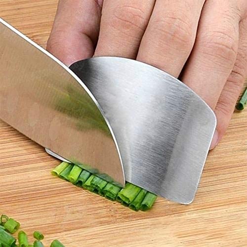 Catkoo Küchenchef Edelstahl Fingerschutz Messer Schneideschutz, Handküche Sichere Scheibe Werkzeug Für Küchenchef - Kochen Vermeiden Sie Verletzungen Beim Schneiden Und Hacken Silber Cover