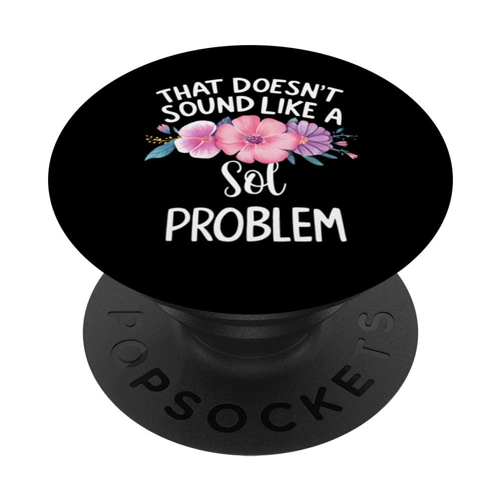 SOL Personalized Cute Flower Girls SOL Name PopSockets Swappable PopGrip, Black