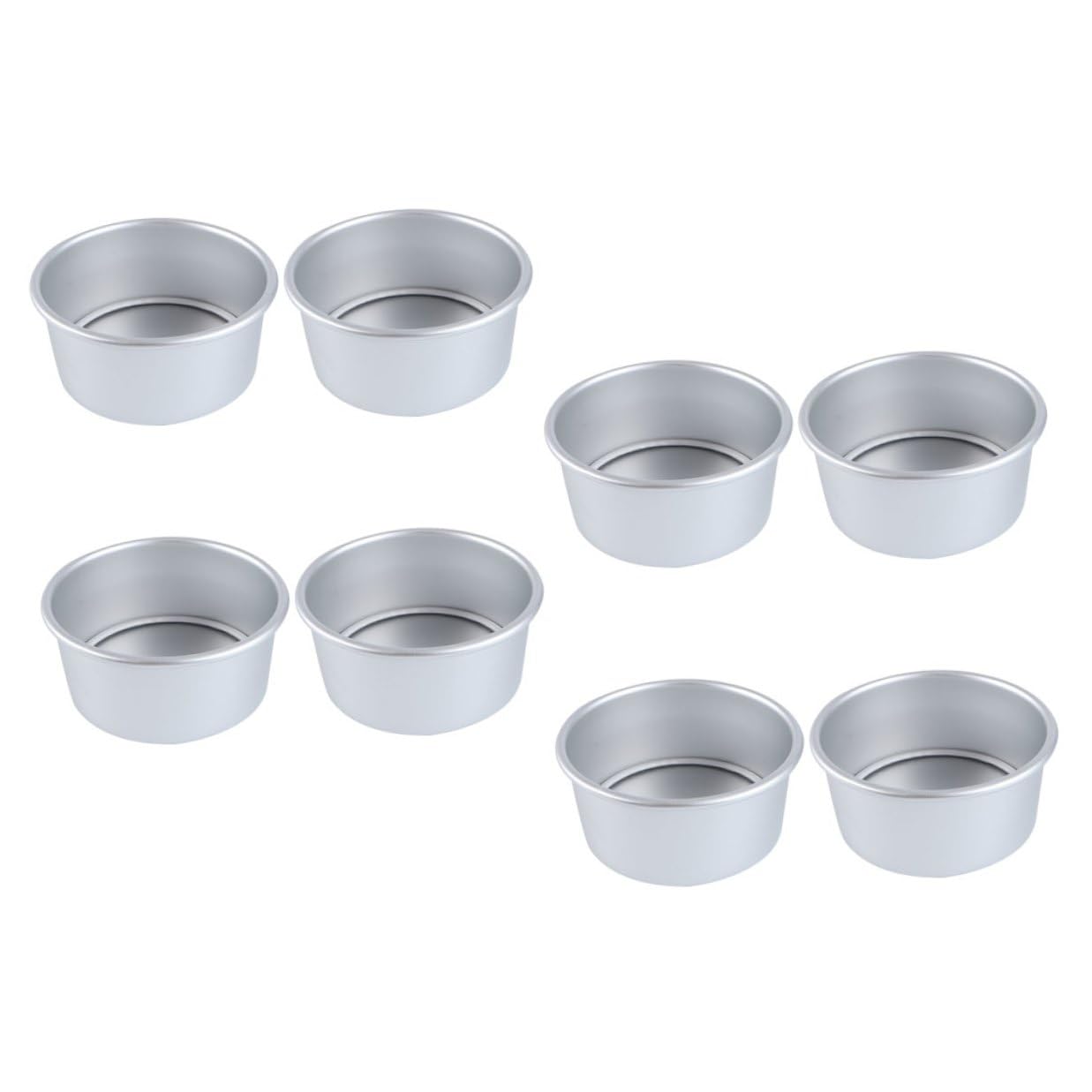 DOITOOL Juego de 8 Moldes para Hornear Redondos de 4 Pulgadas con Base Extraíble de Aleación de Aluminio, Diseño Anodizado Fácil de Limpiar para Pastelería Profesional