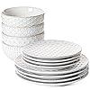 LE TAUCI Dinnerware Sets 12 Piece, Ceramic Plates and Bowls Set, House Warming Wedding Gift, Serve for 4 (10" Dinner Plates + 8" Salad Dish + 22 oz Cereal Bowl) x 4, Dishwasher safe - Arctic White