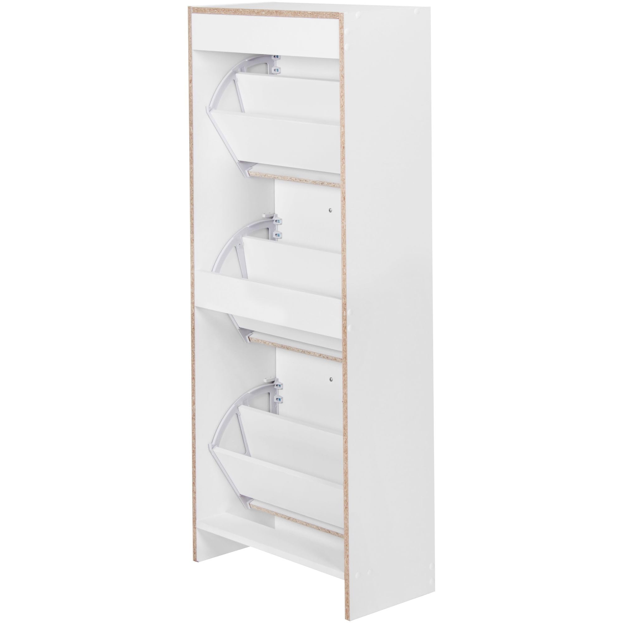 FineBuy Armadio per Scarpe Bianco 50x125x24 cm Legno Scarpiera da Interno | Armadio Piccolo da Ingresso Salvaspazio Moderna