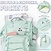 Fimibuke 4-in-1 Kids Backpack Set for Girls, Waterproof School Backpack with Lunch Box, Pencil Case & Earphone Bag, Mint Green, 16L, 15.6