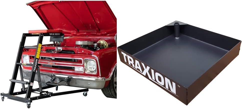 Traxion 3-100 Foldable Topside Automotive Engine Creeper, Red & Black 3-102 Topside Creeper Tool Tray