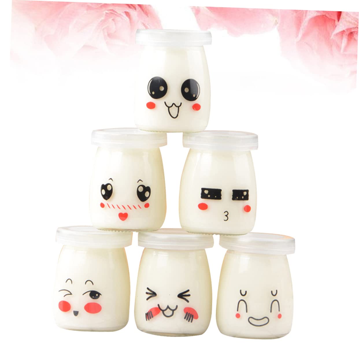 Pots de Yaourt en Verre 200ml Lot de 6, Réutilisables Résistants Chaleur