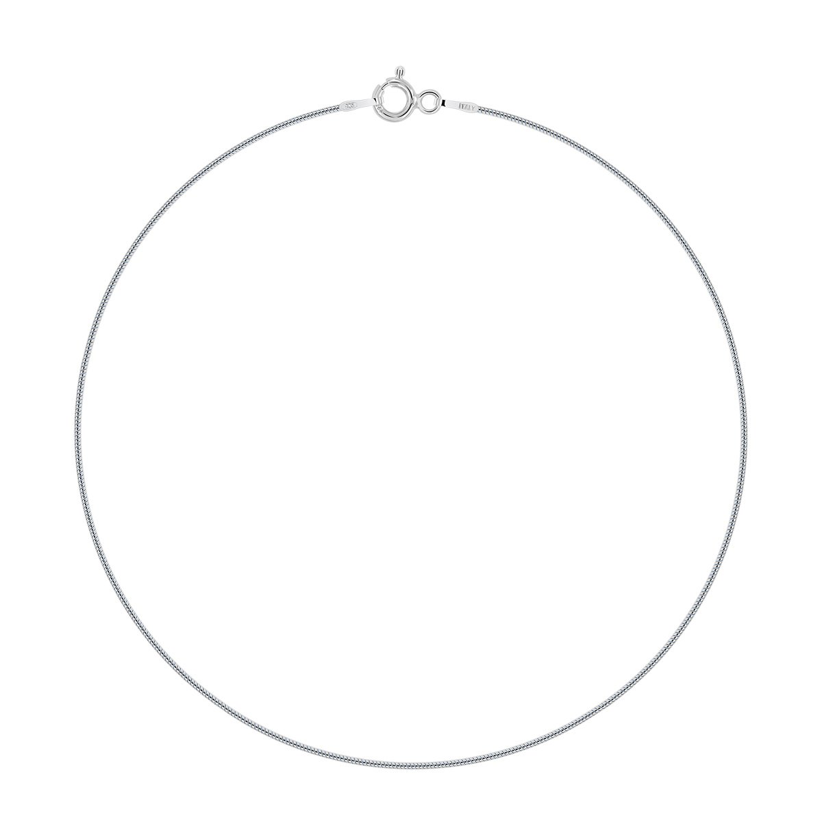 Planetys - Tobillera de Plata de Ley 925 Rodiada Cadena Malla Serpiente 1 mm de Ancho 23-24-25 cm de Longitud