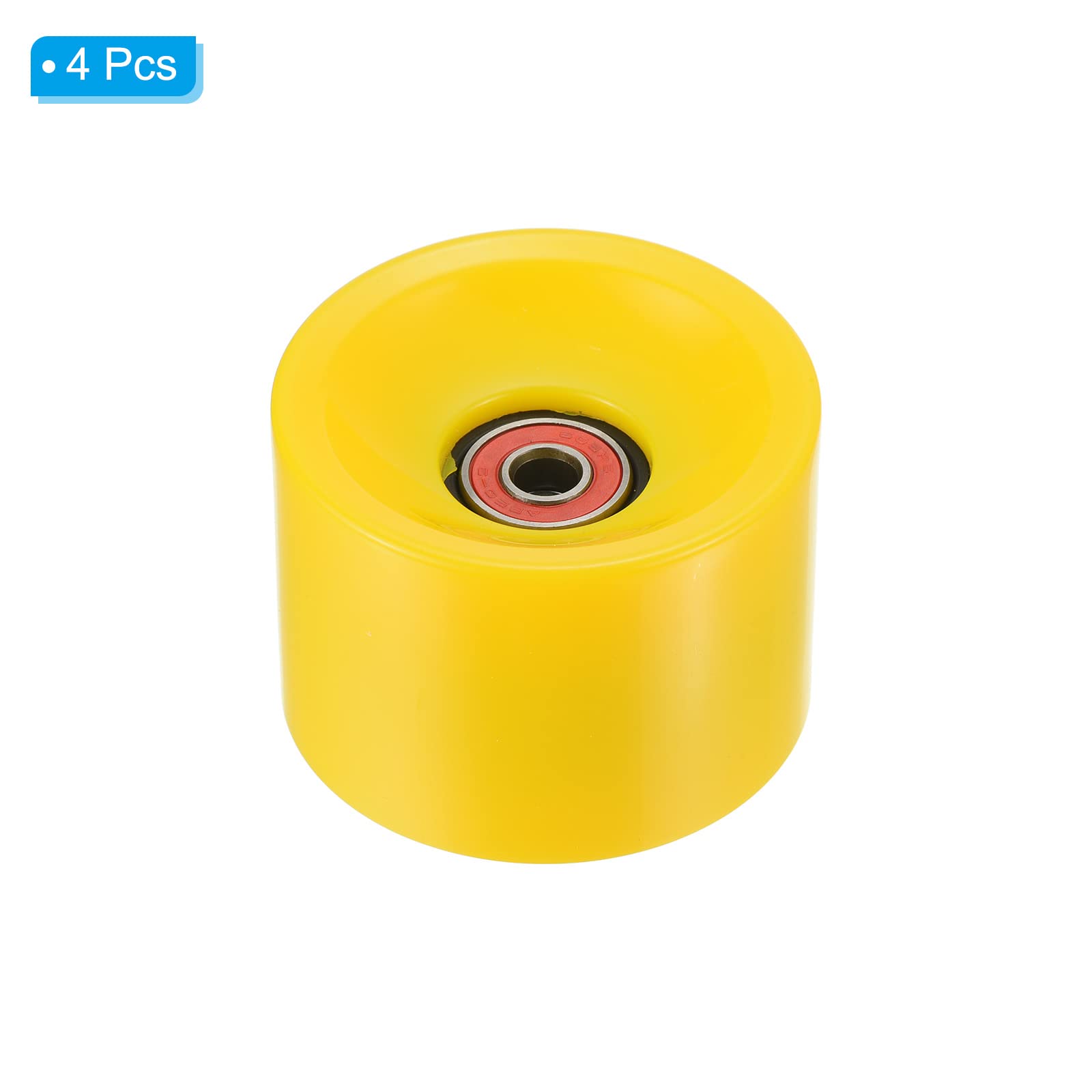 Roues Longboard 70mm 78A Avec Roulements ABEC-9 – Lot 4, PU Jaune, Douces Et Réactives – Pour Skateboard, Cruiser, Street