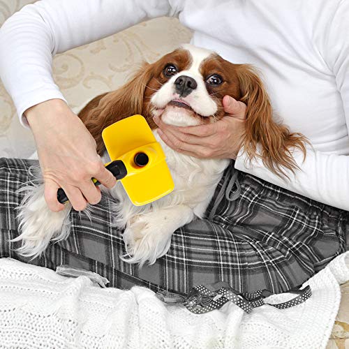 TwoEar Dog Self Cleaning Slicker Brush for Hair Grooming, Removes Loose Tangled Undercoat and Mats Gently, Easy Shedding for Small Medium and Large Dog Pet and Cat with Short and Long Hair - Thumbnail 3