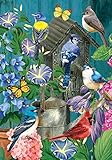 Texupday Colorful Birds with Birdhouse Flowers Decoration Spring House Flag Outdoor Yard Flag 28" x