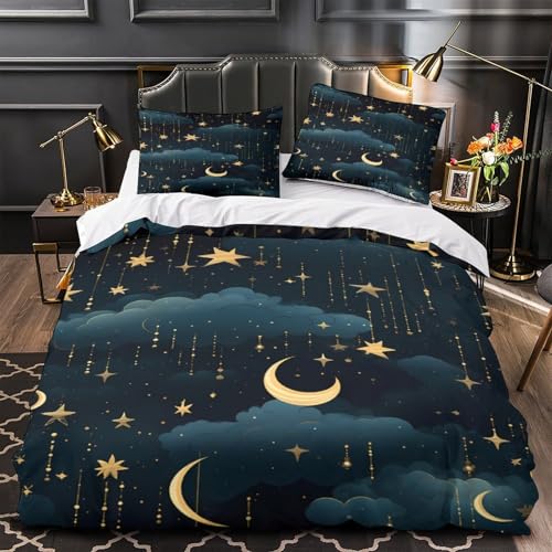 Parure de lit ciel nocturne étoilé en microfibre premium douce 140x200