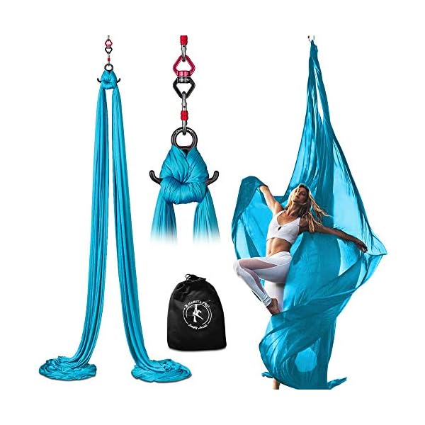 Professional-11-Yards-Aerial-Silks-Equipment-for-All-Levels-Medium-Stretch-Aerial-Yoga-Swing-Hammock-Kit-Perfect-for-Indoor-Outdoor-Aerial-Dance-Circus-Arts--ALL-Hardware-Included Professional 11 Yards Aerial Silks Equipment for All Levels - Medium Stretch Aerial Yoga Swing & Hammock Kit - Perfect for Indoor Outdoor Aerial Dance, Circus Arts – ALL Hardware Included (Sky Blue)