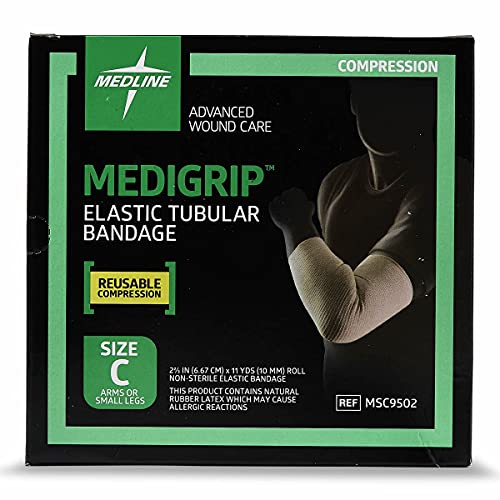 Medline Medigrip Elastic Latex Tubular Support Bandage, Size C (6.8 cm) for Adult Arms or Legs, 1 Count