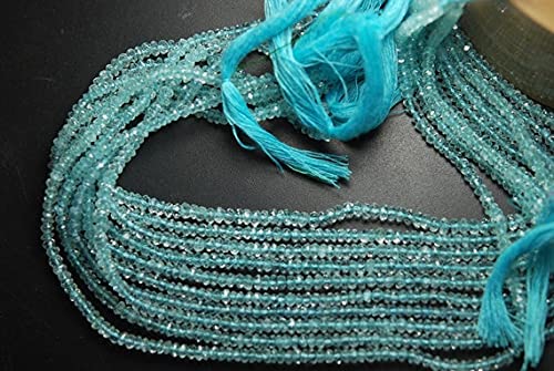 Aigue-marine perles rondelles facettées 4mm fil 13 pouces pour fabrication bijoux DIY
