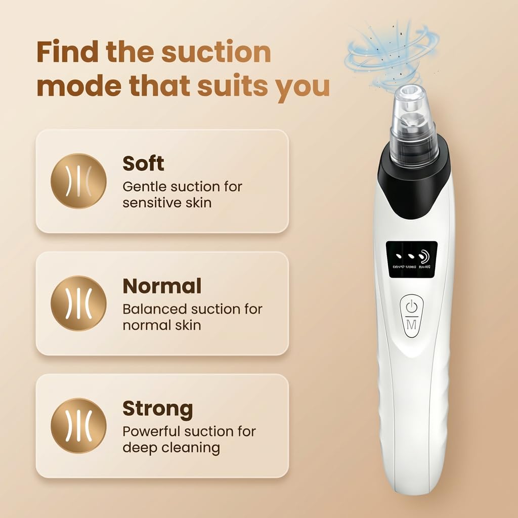Kit per la rimozione dei punti neri per il viso, 9 in 1, con 5 sonde e 4 strumenti per estrarre brufoli, aspiratore per naso e pori del viso, strumento professionale di aspirazione per punti neri, per