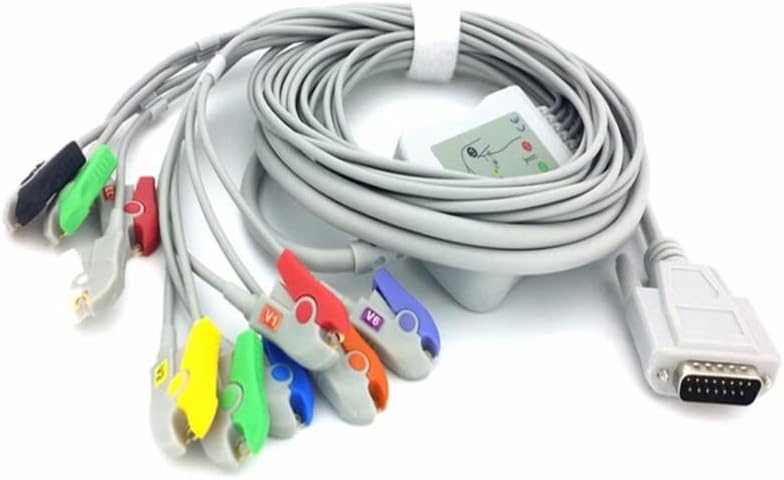 AETOOL - Improv - Compatible For Nihon Kohden -1250,-1350 EKG Cable with Leadwires 10 Leads Cable Clips End TPU (AHA Standard(V1-V6))