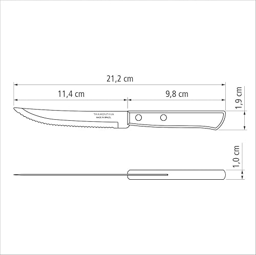 Vista 5 de Tramontina 21100/495 TRAMONTINA Cuchillo para carne con mango de madera, 8.3 pulgadas (8.3 in), marrón oscuro, apto para lavavajillas, duradero