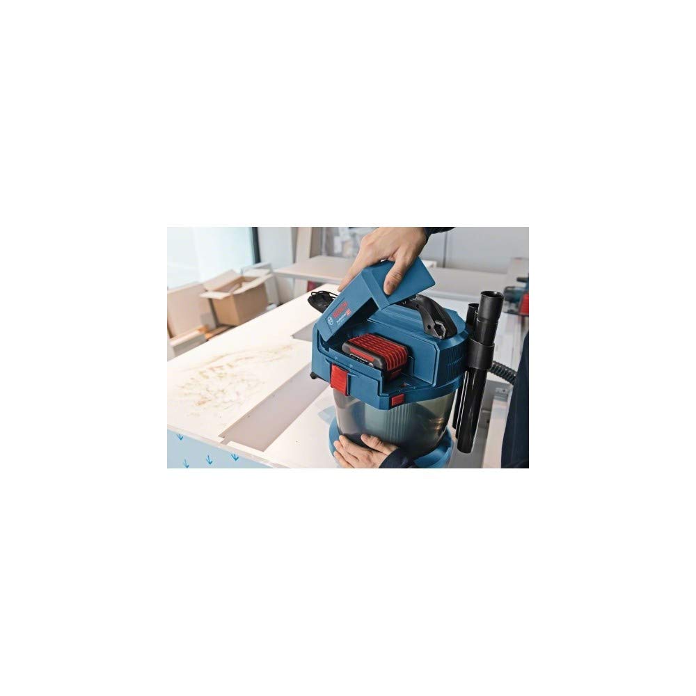 Bosch Professional 06019C6300 Aspirateur 18 V GAS 18 V-10 L (sans Batteries ni Chargeur, avec Filtre Plat Plissé, Suceur de Sol, Suceur Plat, Tuyau de 1,6 m, Débit Jusqu'à 24 L/Sec (Turbine) Bleu