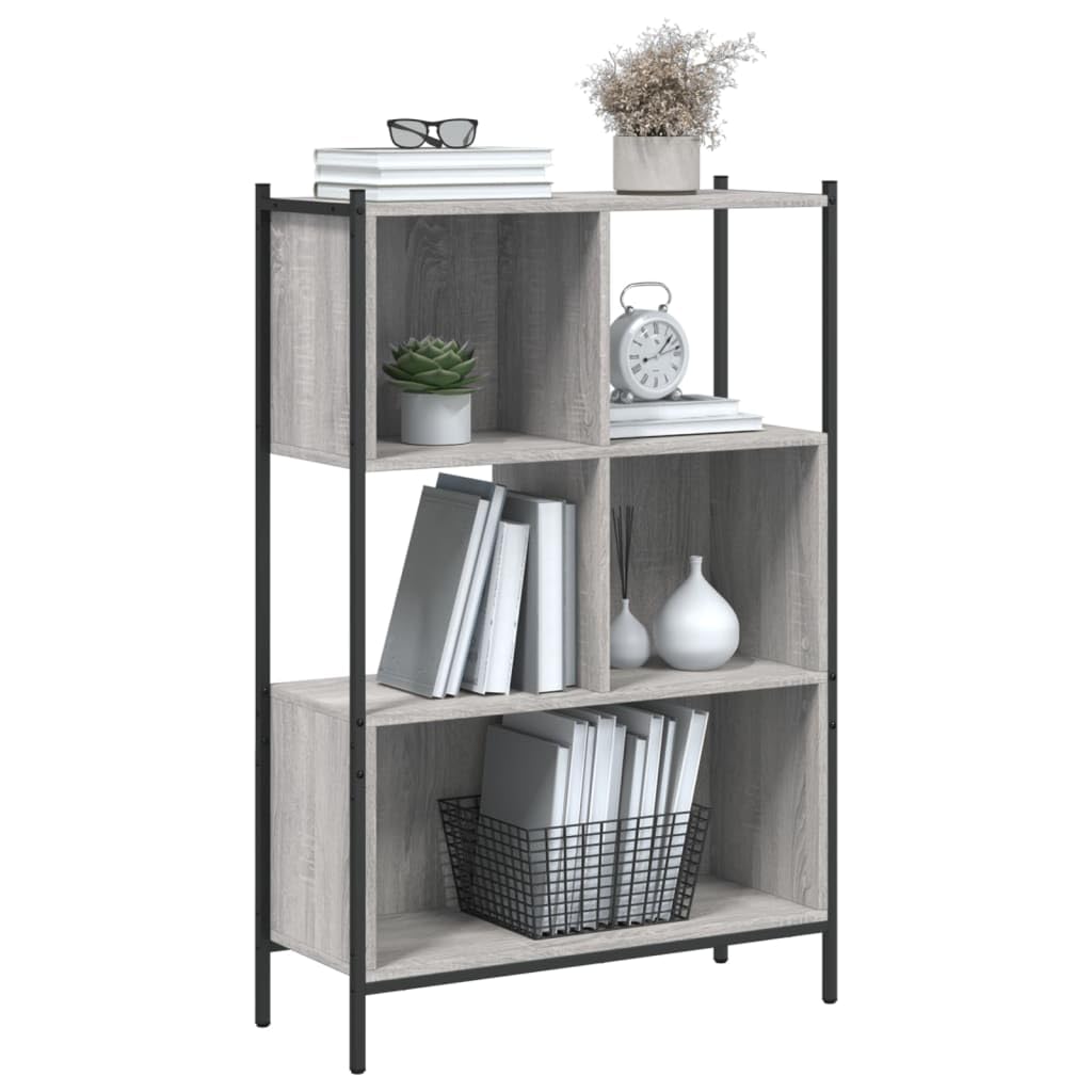 Estantería gris Sonoma 72 x 28 x 109 cm acero a base de madera moderna como separador de habitaciones con 20 kg por compartimento para salón, oficina, dormitorio, pasillo