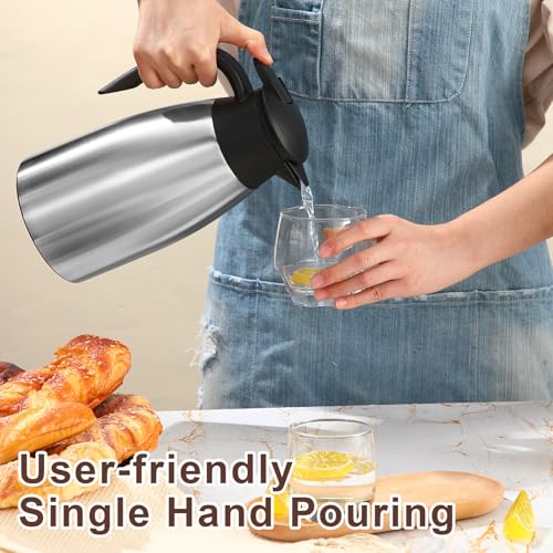 Image of Norme 2 Pcs Thermal Coffee Carafe Insulated Stainless Steel Coffee Carafe for Hot Liquid Vacuum Thermal Pot Creamer Pitcher Dispenser with Brushes Keeping Hot Water Milk(Silver,51 oz)