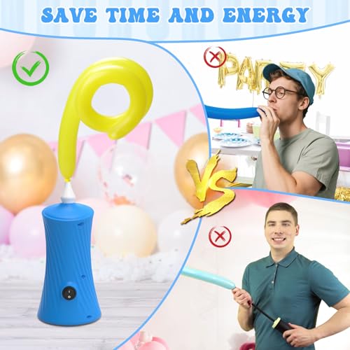 Bomba eléctrica para globos HeyMate para inflar globos largos, para globos de aluminio y globos de animalitos, decoración para fiestas de cumpleaños miniatura 3