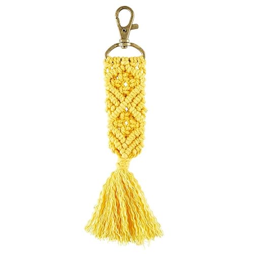 Creative Brands Heartfelt Collection-Macrame Tasseled Purse/Bag Charm Or Keychain With Lobster Clasp, 6.75-Inch, Yellow #TOP13