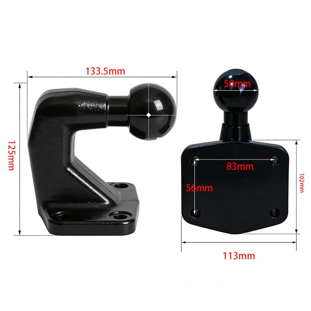 Placa de Fijación para Enganche de Remolque con Bola, de Alta Resistencia, Capacidad de Carga 3500 kg / 250 kg (25 kN / 2.5 kN), para Puente de Remolque con Distancia Entre Agujeros de 83 mm x 56 mm,