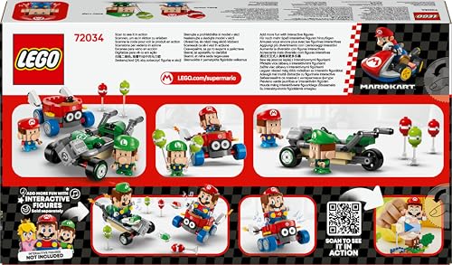 Super Mario Kart : Baby Mario vs Baby Luigi, 2 Auto da Corsa da Costruire, Giochi d'Avventura per Bambini e Bambine da 8 Anni, Giocattolo Nintendo da Collezione, Idea Regalo di Compleanno 72034 - Lego - Immagine 6