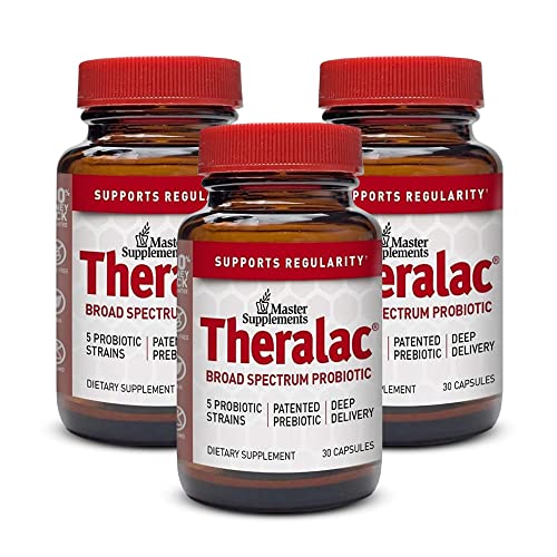 THERALAC Master Supplements 30 Capsules, Pack of 3 - Multi-Strain Probiotic for Optimal Gut Health + Gas & Bloating Relief - Gluten Free - 90 Servings