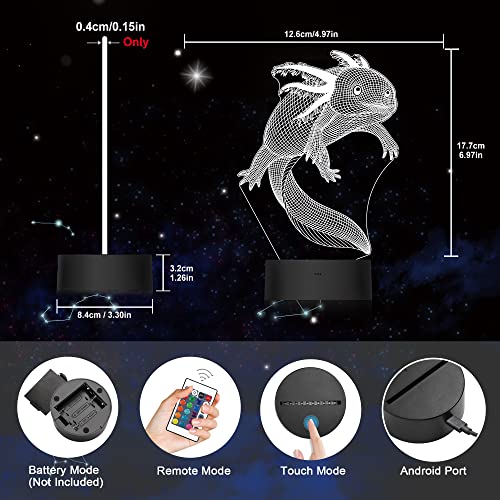 Ammonite Axolotl Night Light, Mexican Salamander Fish 3D Illusion Lamp For Kids, 16 Colors Changing With Remote, Kids Bedroom Decor As Xmas Holiday Birthday Gifts For Boys Girls #TOP6