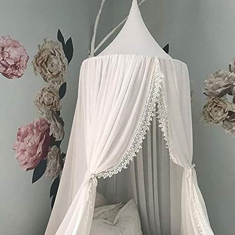 Shyneer White Chiffon Bed Canopy Cover
