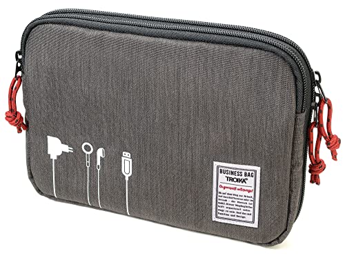 Troika Business Tech Pouch 2 Kabeltasche für Elektronikzubehör aus Polyester in der Farbe Grau, Maße: 23,5cm x 17cm x 3,5cm, BBG64/GY