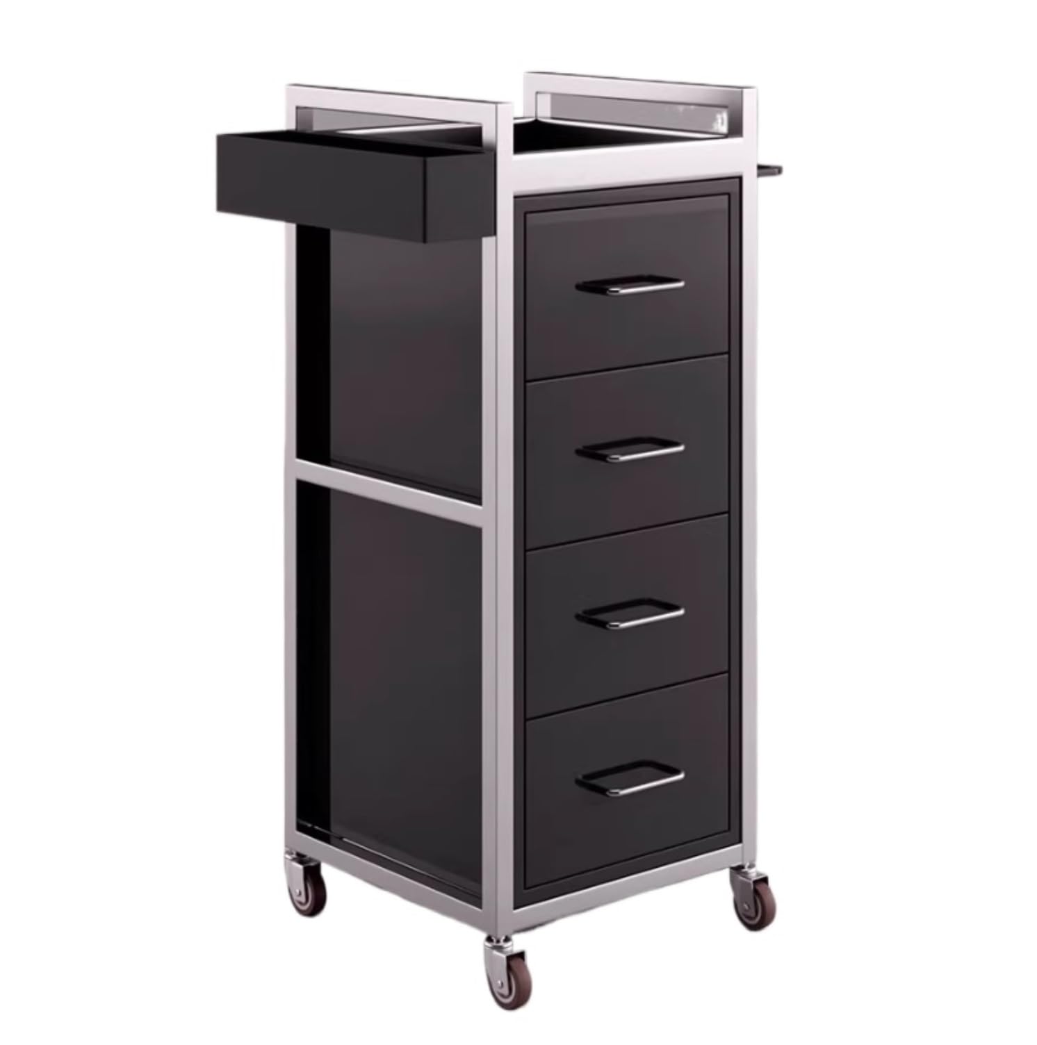 Salon 4 Drawers Rolling Cart With Wheels Mobile Hairdressing Barber For Beauty Barbershop For Shops(Black)