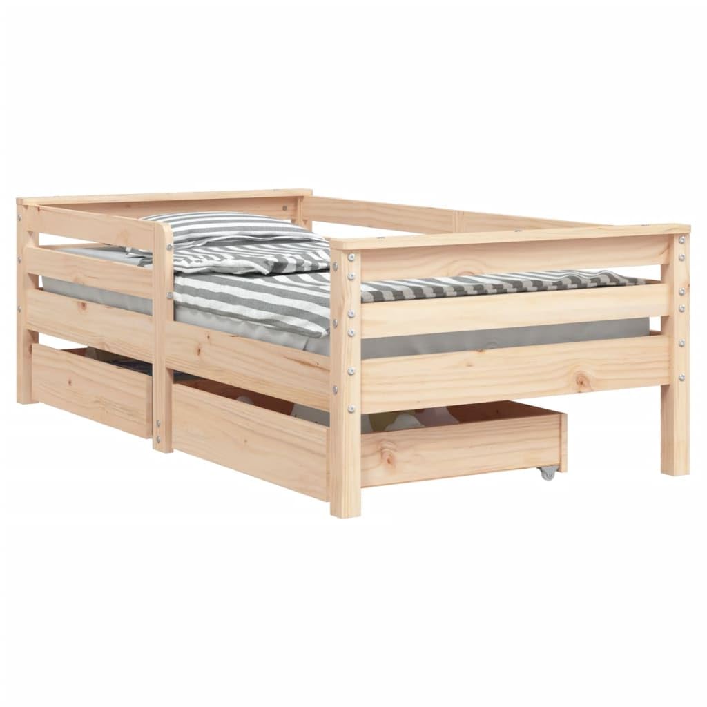 vidaXL Estructura de Cama para Niños con Cajones, Somier con Almacenaje, Cama Infantil, Mueble para Dormitorio, Madera de Pino 70x140 cm