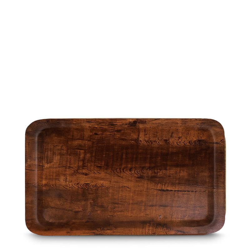 Image of Freelance Nature Kraft Serving Tray Chestnut, 24.5x14 cm, Rectangle, Non-Slip Surface, Decorative Anti-Skid Kitchen & Dining /Coffee Table Trays for Breakfast /Food /Tea - Brown, Made in Europe