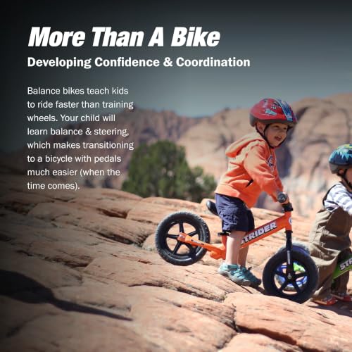 Image of Strider 12 Sport Bike, Orange - No Pedal Balance Bicycle for Kids 1 to 4 Years - Includes Safety Pad, Padded Seat, Mini Grips, Flat-Free Tires -Easy Assembly, Tool-Free Adjustments